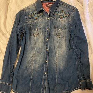 Denim Aztec Button-up